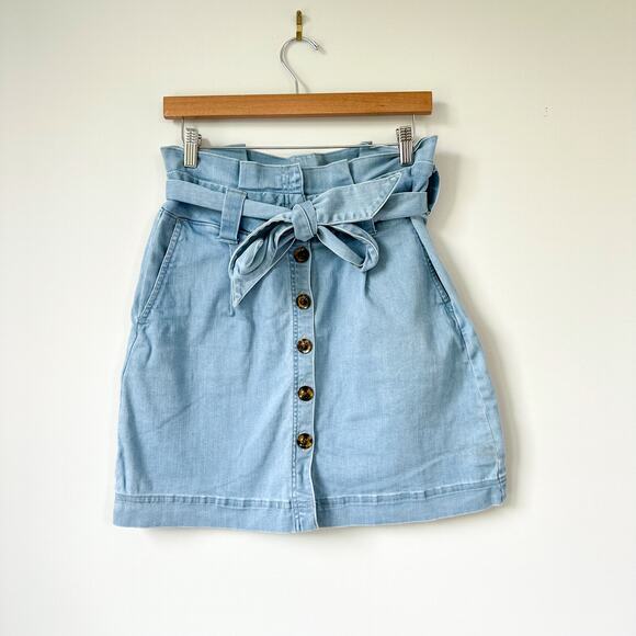 Spartina 449 Neveah Denim Button Front Belted Skirt Blue 6 - Picture 2 of 9